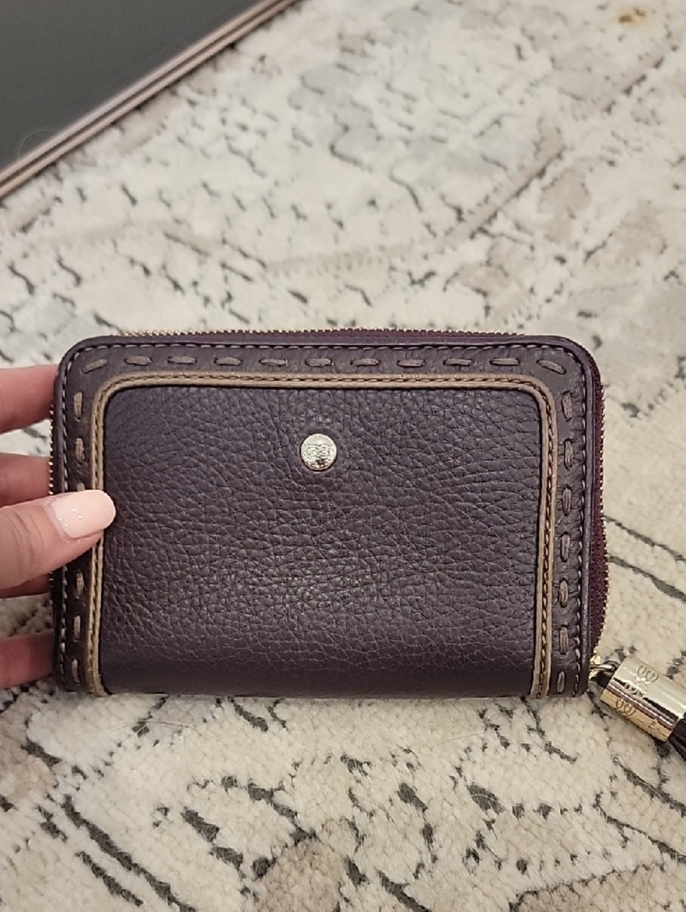 Lancel Paris Leather Wallet In The Color Raisin - Picture 4 of 16